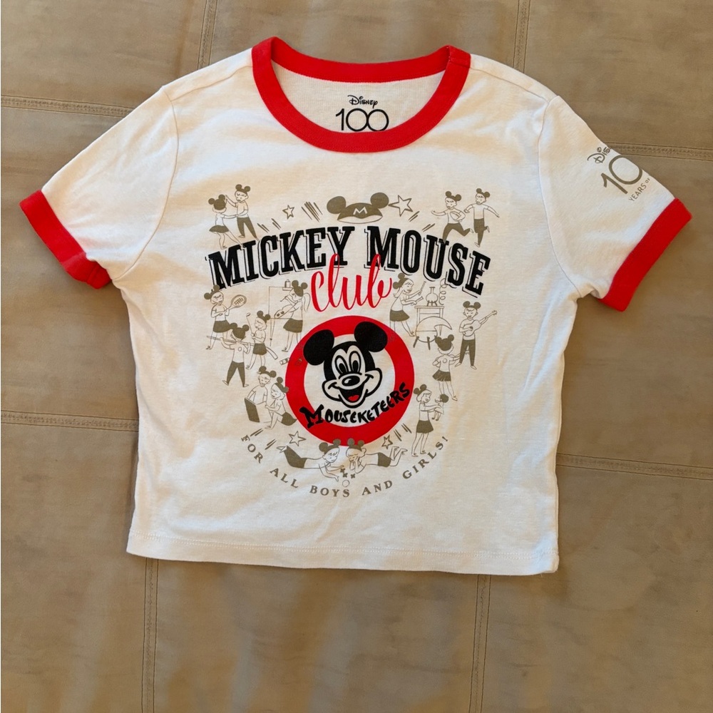 Disney Parks Mickey Mouse Club House Crop Top Juniors T-Shirt Size L